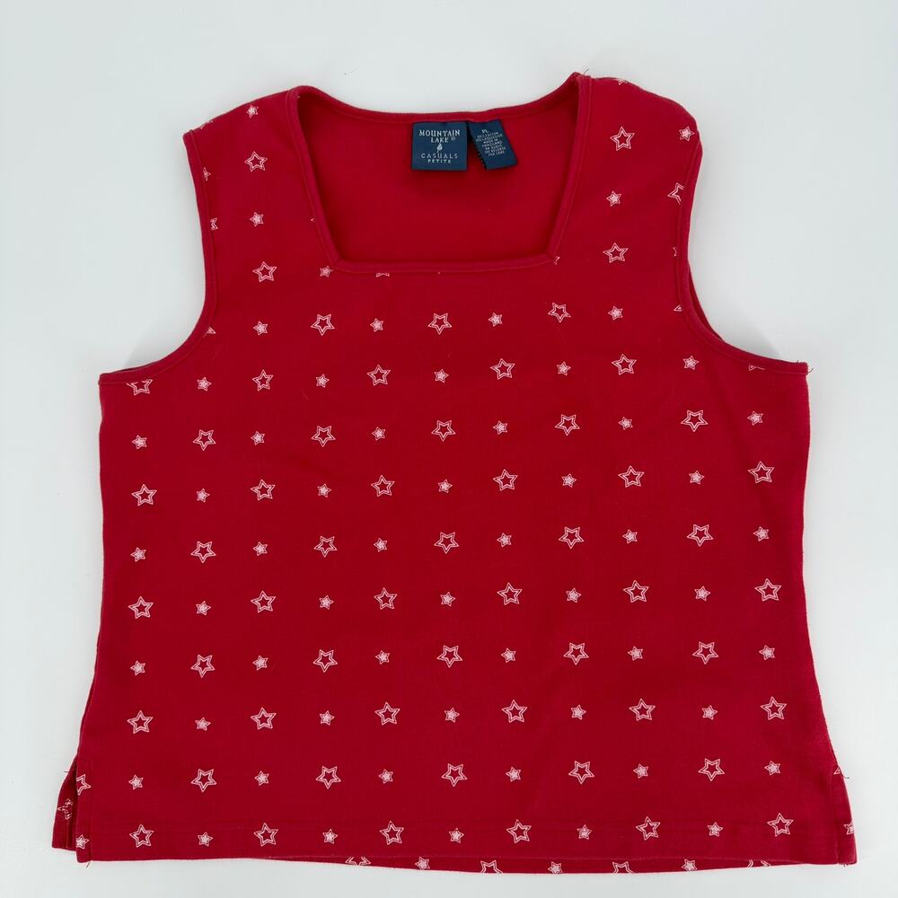 Mountain Lake Casuals Tank Top - Petite Large - Red Stars